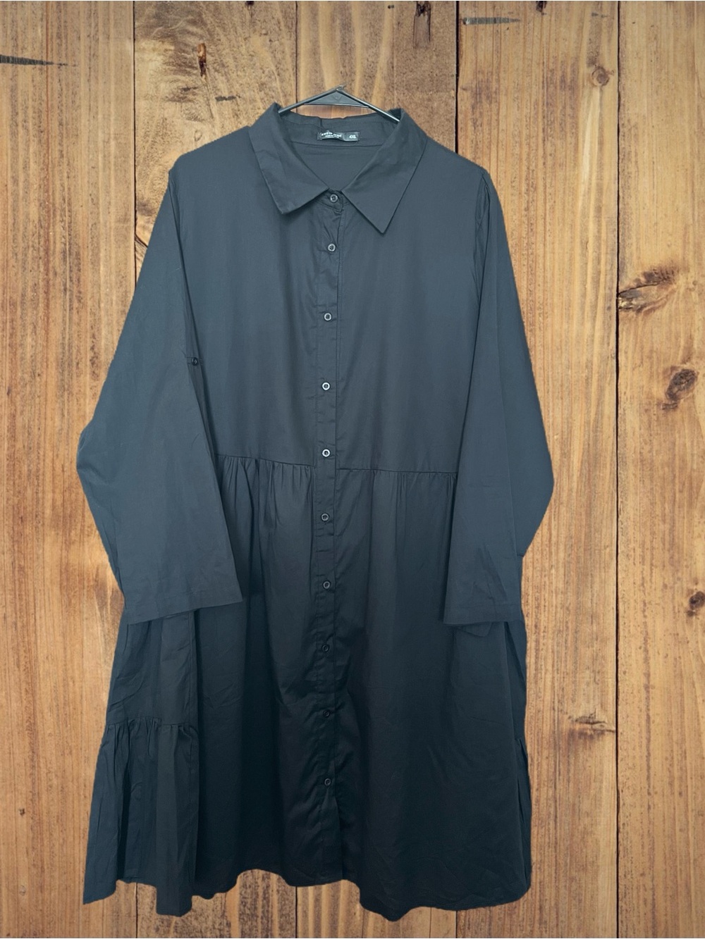 Shein Curve 4X Black Button-Front Long Sleeve Shirt Dress - Unbranded